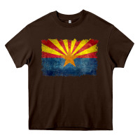 Chocolate Brown arizona flag in grungy style raglan baseball tee Heavy Core Tee - linhVisuals
