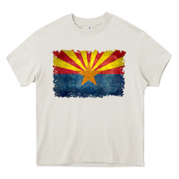 Cream arizona flag in grungy style raglan baseball tee Heavy Core Tee - linhVisuals