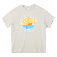 Cream cayman islands retro colorful ocean sunset palm tree novelty Heavy Core Tee - linhVisuals