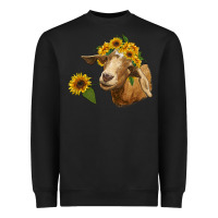 Black goat with sunflower Heavyweight Sweatshirt - RanaPortraitStore