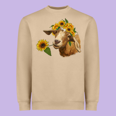 Goat With Sunflower Heavyweight Sweatshirt Designed By Ranaportraitstore