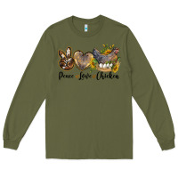 Army Green peace love chicken Long Sleeve Tee - LillyAllenDesigns