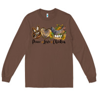 Chestnut peace love chicken Long Sleeve Tee - LillyAllenDesigns