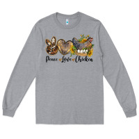 Heather Grey peace love chicken Long Sleeve Tee - LillyAllenDesigns