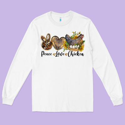 Peace Love Chicken Long Sleeve Tee Designed By Lillyallendesigns