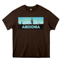 Chocolate Brown arizona shirt   saguaro cactus desert landscape t shirt Heavy Core Tee - linhVisuals