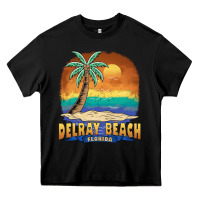 Black delray beach florida  vintage distressed souvenir long sleeve t shirt Heavy Core Tee - linhVisuals