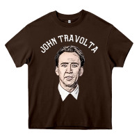Chocolate Brown sports nicolas cage as john travolta Heavy Core Tee - linhVisuals