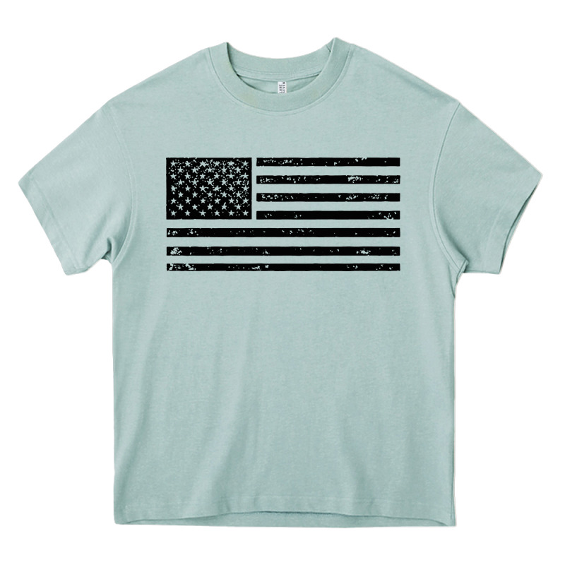 Black American Flag Distressed Effect Minimalist Premium Heavy Core Tee by linhVisuals | Teevron