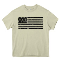 Mossy black american flag distressed effect minimalist premium Heavy Core Tee - linhVisuals