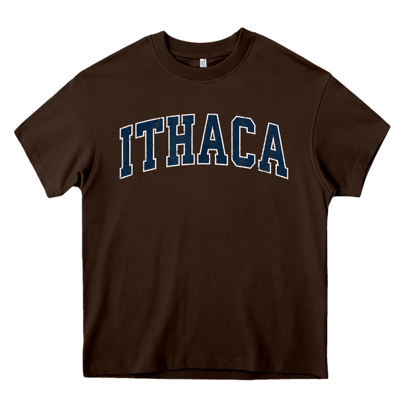Ithaca New York Ny Vintage Sports Design Navy Design T Shirt Heavy Core Tee by linhVisuals | Teevron