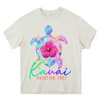 Cream kauai hawaii vacation 2022 sea turtle flower tropical t shirt Heavy Core Tee - linhVisuals