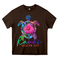 Chocolate Brown kauai hawaii vacation 2022 sea turtle flower tropical t shirt Heavy Core Tee - linhVisuals