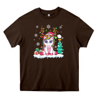 Chocolate Brown cute unicorn christmas shirt kid girls women deer santa xmas 1 Heavy Core Tee - linhVisuals