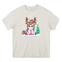 Cream cute unicorn christmas shirt kid girls women deer santa xmas 1 Heavy Core Tee - linhVisuals