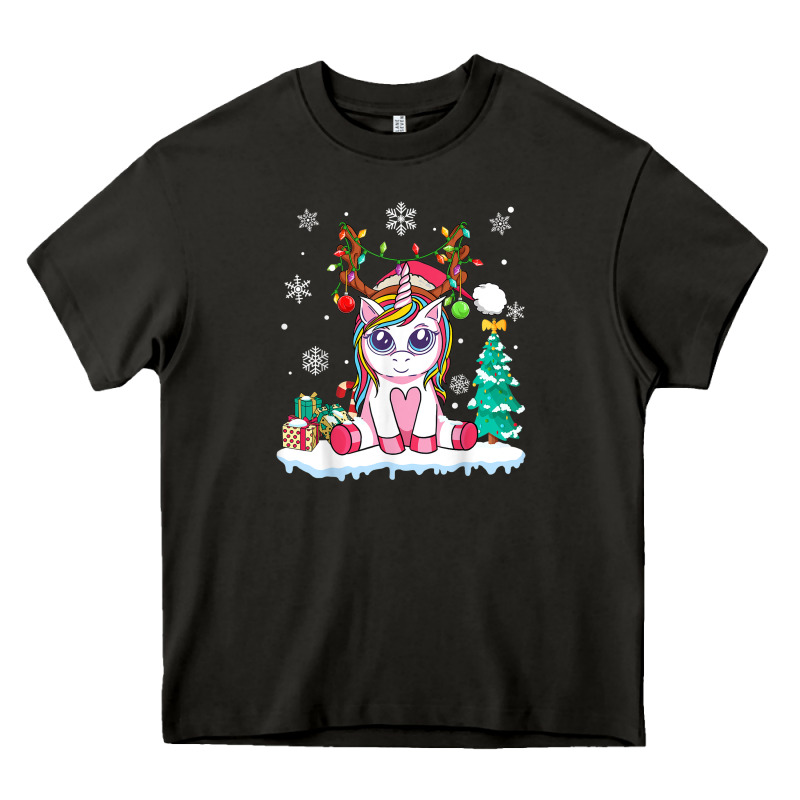 Cute Unicorn Christmas Shirt Kid Girls Women Deer Santa Xmas 1 Heavy Core Tee by linhVisuals | Teevron