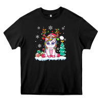 Black cute unicorn christmas shirt kid girls women deer santa xmas 1 Heavy Core Tee - linhVisuals