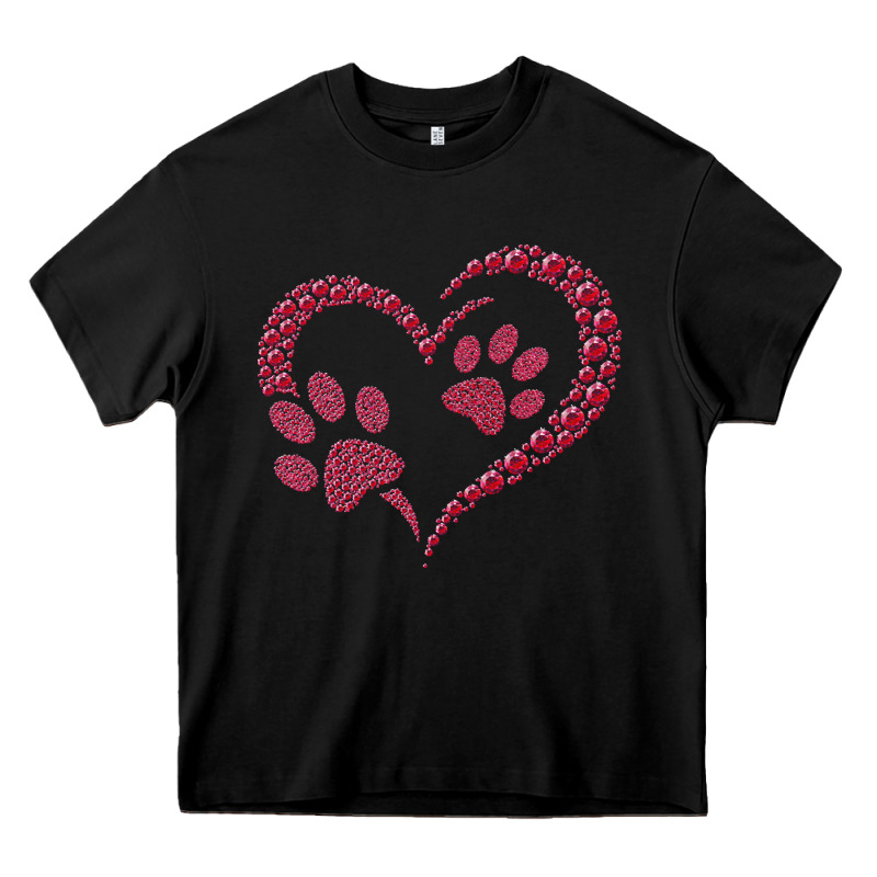 Funny Valentine Day Gift T  Shirt Paw Print Heart Dog Cat Owner Lover Heavy Core Tee by linhVisuals | Teevron
