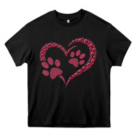 Black funny valentine day gift t  shirt paw print heart dog cat owner lover Heavy Core Tee - linhVisuals