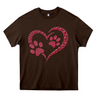 Chocolate Brown funny valentine day gift t  shirt paw print heart dog cat owner lover Heavy Core Tee - linhVisuals