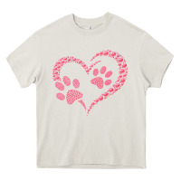Cream funny valentine day gift t  shirt paw print heart dog cat owner lover Heavy Core Tee - linhVisuals