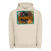 Pigment French Oak thanksgiving turkey gobble with background Urban Hoodie - RanaPortraitStore