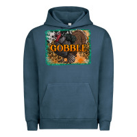 Pigment Midnight Navy thanksgiving turkey gobble with background Urban Hoodie - RanaPortraitStore