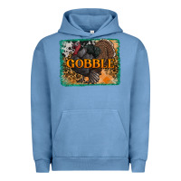 Pigment Pebble Blue thanksgiving turkey gobble with background Urban Hoodie - RanaPortraitStore