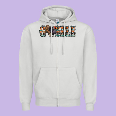 Gobble Thanksgiving Turkey Zipper Hoodie Designed By Jasminsmagicworld