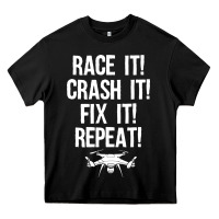 Black funny drone racing design men women drone pilot rc racers Heavy Core Tee - linhVisuals