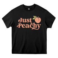 Black just peachy retro 70s georgia peaches summer fruit Heavy Core Tee - linhVisuals
