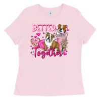 Bubblegum Pink Be Mine Valentine Dog Ladies Tee - CowhideDigitalArt
