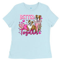 Baby Blue Be Mine Valentine Dog Ladies Tee - CowhideDigitalArt