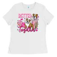 White Be Mine Valentine Dog Ladies Tee - CowhideDigitalArt