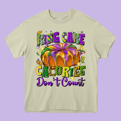 King Cake Calories Don't Count Heavy Core Tee Designed By Fadigitalartstudio