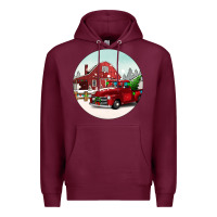 Burgundy Christmas farm Christmas Premium Hoodie - BarkalooDesign