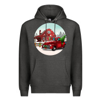 Charcoal Heather Christmas farm Christmas Premium Hoodie - BarkalooDesign
