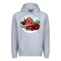 Heather Grey Christmas farm Christmas Premium Hoodie - BarkalooDesign
