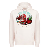Pale Pink Christmas farm Christmas Premium Hoodie - BarkalooDesign