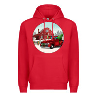 Red Christmas farm Christmas Premium Hoodie - BarkalooDesign