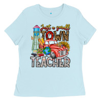 Baby Blue Just a Small Town Teacher Ladies Tee - CowhideDigitalArt