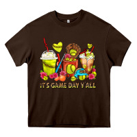 Chocolate Brown It's Game Day Y'all Softball Coffee Cups Heavy Core Tee - FaDigitalArtStudio