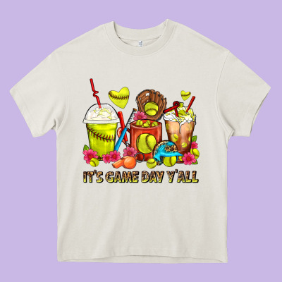 It's Game Day Y'all Softball Coffee Cups Heavy Core Tee Designed By Fadigitalartstudio