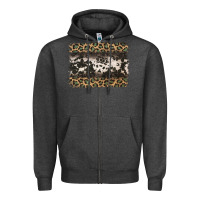 Charcoal Heather leopard cowhide pattern background Zipper Hoodie - Jasminsmagicworld