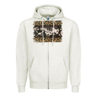 Oatmeal Heather leopard cowhide pattern background Zipper Hoodie - Jasminsmagicworld