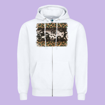 Leopard Cowhide Pattern Background Zipper Hoodie Designed By Jasminsmagicworld