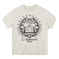 Cream universite paris la sorbonne Heavy Core Tee - linhVisuals