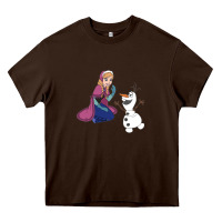 Chocolate Brown olaf and  elsa Heavy Core Tee - linhVisuals