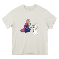 Cream olaf and  elsa Heavy Core Tee - linhVisuals