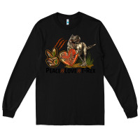Black Peace Love T Rex Long Sleeve Tee - LillyAllenDesigns